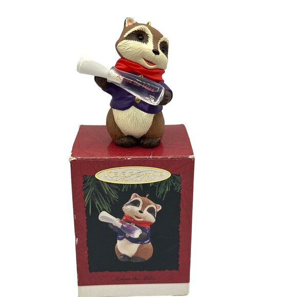 Hallmark Keepsake Racoon Ornament Across the Miles 1994 Message in a Bottle - Picture 2 of 6